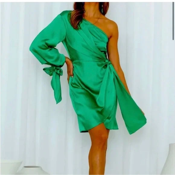 slim fit dress slacks Wandering Through Paradise One Shoulder Maxi Dress Green  Gabi Swimwear